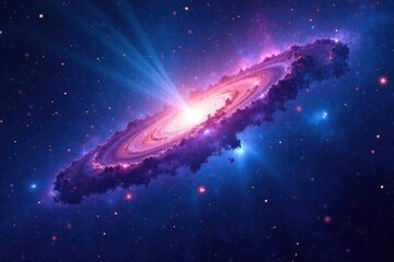 Wall Mural - glowing galaxies amidst a backdrop of deep blue and purple hues, universe, cosmic rays, cosmos