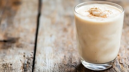 Aufkleber - Delicious creamy milkshake in a glass topped with a sprinkle served on a rustic wooden table : Generative AI