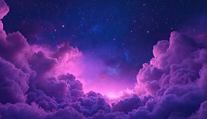 Wall Mural - Deep cosmic space containing a vibrant purple nebula and shimmering stars