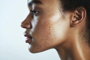Poster - Comparison of acne prone skin and flawless skin showcasing dermatology effects on appearance and confidence. Generative AI