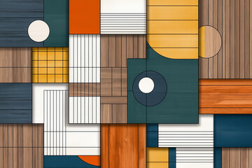 Wall Mural - Colorful abstract wallpaper featuring geometric patterns