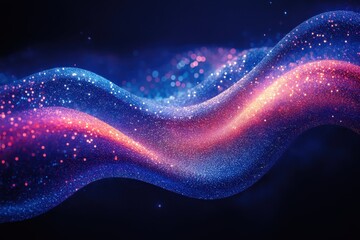 Poster - Colorful waves of light create a stunning visual effect reminiscent of cosmic phenomena in a dark background