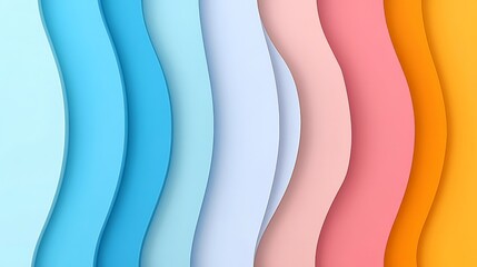 Poster - Abstract Waves of Colorful Paper Textures in Soft Shades and Tones