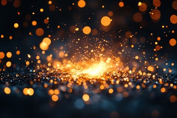 Poster - Glowing particles create a mesmerizing display of light and color in a dark background