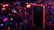 © HoursStudio - Futuristic Smartphone Surrounded by Neon City Lights in a Vibrant Digital Landscape