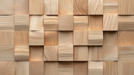 Poster - Natural Wooden Square Pattern for Elegant Interior Design