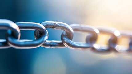 Aufkleber - CloseUp of a Metal Chain Link Showcasing Strength and Connection in a Unique Perspective : Generative AI