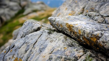 Aufkleber - Close up detailed view of rugged rocks covered in moss showcasing nature's textures and colors : Generative AI