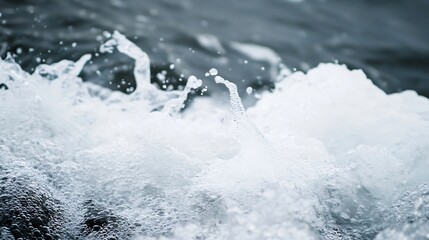 Aufkleber - Dynamic splash of sea water with bubbles captured in closeup photography : Generative AI