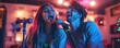 © Настя Шевчук - Young caucasian adults singing karaoke in vibrant lounge setting