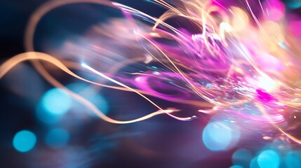 Leinwandbilder - Vibrant abstract background with colorful light trails and glowing bokeh effects : Generative AI