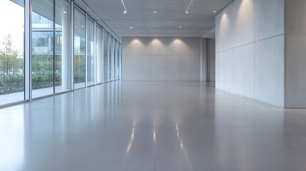 Poster - Modern Minimalist Interior Space with Polished Concrete Floor and Natural Light : Generative AI