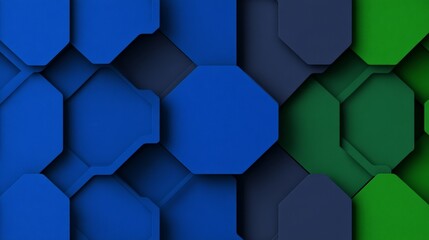 Poster - Abstract Geometric Pattern Using Hexagons in Blue and Green Tones