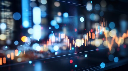 Aufkleber - Abstract financial chart on digital screen depicting market trends and data analysis in modern environment : Generative AI