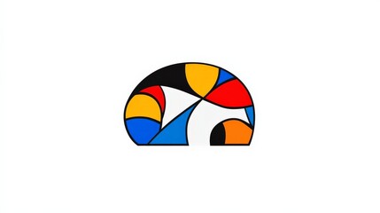 Poster - Abstract Colorful Geometric Shapes on a White Background