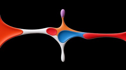 Poster - Colorful Liquid Shapes on Black Background Abstract Art Design