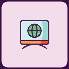 Poster - Global Network Icon: Modern Flat Design Illustration