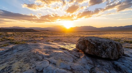 Aufkleber - Breathtaking landscape of a rocky terrain under a stunning sunset showcasing vibrant colors : Generative AI