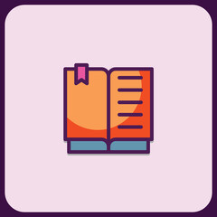 Poster - Open Book Icon with Bookmark: Knowledge and Learning Symbol