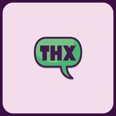Poster - Minimalist Green and Purple 'THX' Speech Bubble Icon