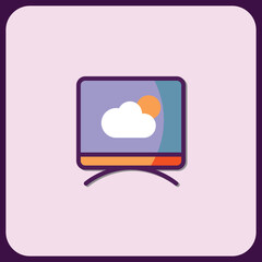Fototapete - Modern Weather App Icon Design: Sun and Cloud on Screen