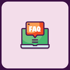 Poster - Laptop FAQ Icon:  Digital Support and Information