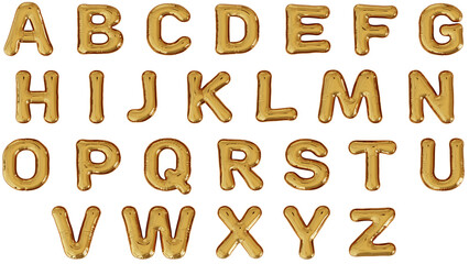 Poster - aluminum foil inflated balloon letter full alphabet characters uppercase 3D render