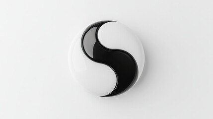 Poster - Black and White Circular Shape with Yin Yang Design on White Surface