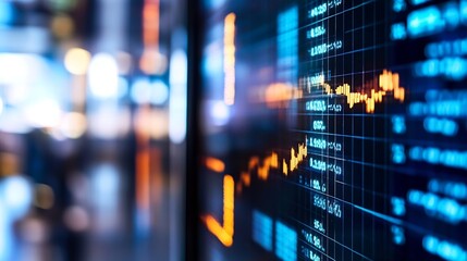 Leinwandbilder - Close up of stock market chart displaying financial data with colorful graph indicators : Generative AI