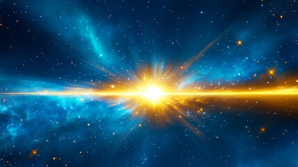 Wall Mural - A vibrant explosion of colors fills the darkness of deep space, illustrating a cosmic event with bright stars and swirling gaseous clouds. The scene evokes awe and wonder at the universe