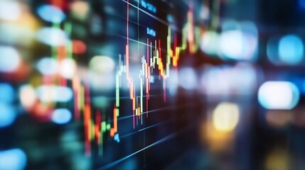 Poster - Abstract Financial Chart Displaying Stock Market Trends and Trading Data on Digital Screen : Generative AI