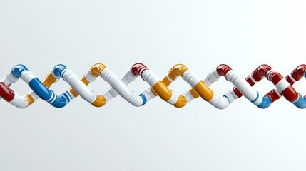 Poster - Colorful Pipe Pattern in Intertwined Design with Teal and Red