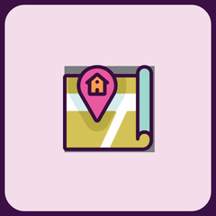 Poster - Modern Map Icon with Home Location Pointer