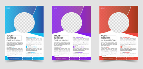 Modern Corporate Flyer Design for Business Marketing. With Three Colors