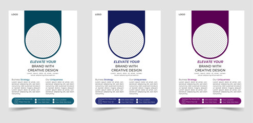 Modern Corporate Flyer Design for Business Marketing. With Three Colors