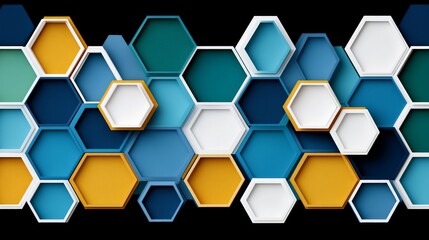 Poster - Colorful Hexagonal Shapes in a Modern Abstract Style Design