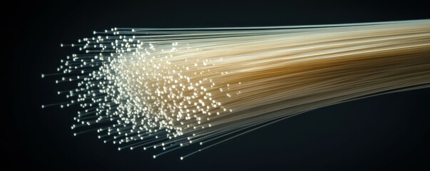 Poster - Glowing fiber optic cables illuminated in dark background