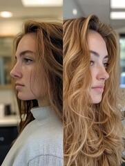 Poster - Transformation of hair from unkempt to stylish illustrates the impact of professional grooming and styling. Generative AI