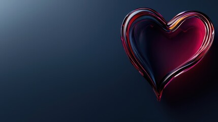 Poster - A beautifully crafted glass heart sculpture catches the light, displaying vibrant colors that contrast with the dark background, creating an elegant atmosphere