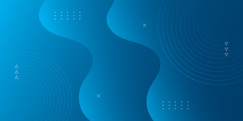 Wall Mural - abstract background with trendy wavy geometric elements. dynamic blue gradient color composition. ve