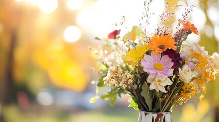 Aufkleber - Colorful Floral Bouquet Captured in Soft Natural Light During a Beautiful Sunny Day : Generative AI
