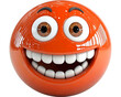 © Bam - Emoji Orange sphere with smile for digital communication, reflections in background for digital use