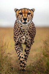 Wall Mural - cheetah running on grasslands, showcasing its grace and speed. part of the wildlife experience in sa
