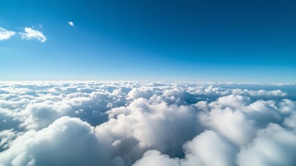 Poster - Expansive Blue Sky with Soft White Clouds Flowing Gently Across the Horizon : Generative AI