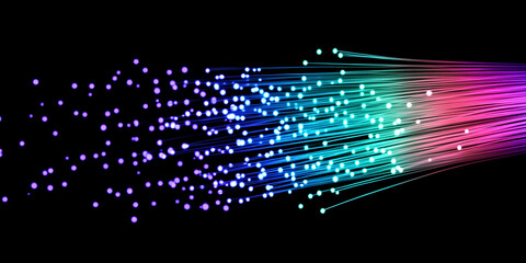 Wall Mural - fiber optics background with lots of light spots Fiber Optic Network