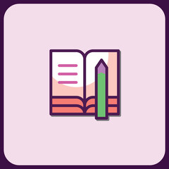 Poster - Colorful Open Book and Pencil Icon Illustration