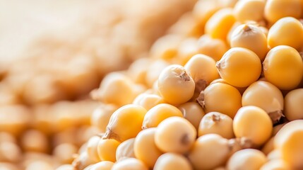 Aufkleber - Close up of fresh yellow soybeans stacked in heaps showcasing their natural shiny surface : Generative AI