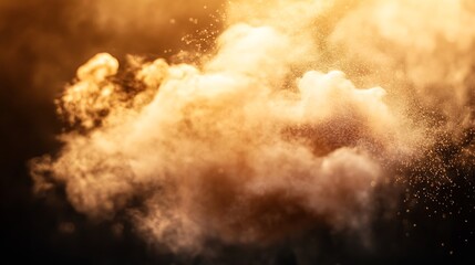 Poster - Stunning golden dust cloud abstract texture shimmering with light captured in a dark background : Generative AI
