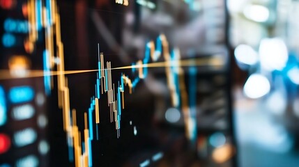 Fototapete - Dynamic stock market chart illustrating price fluctuations and trading trends in a digital format : Generative AI