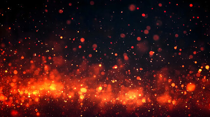 Poster - Abstract Background of Fiery Red Sparks Rising Upward Against a Dark Background